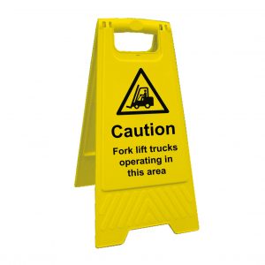 NMC FS16 Double Sided Floor Sign Black on Yellow 12 Length x 20 Height Legend CAUTION HARD HAT AREA CONSTRUCTION AREA with Graphic Coroplast 