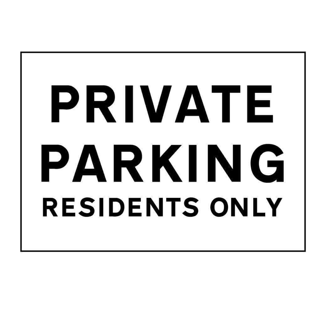 Private parking residents only sign