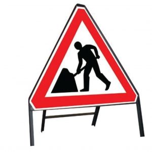 Caution Roadworks Stanchion Sign