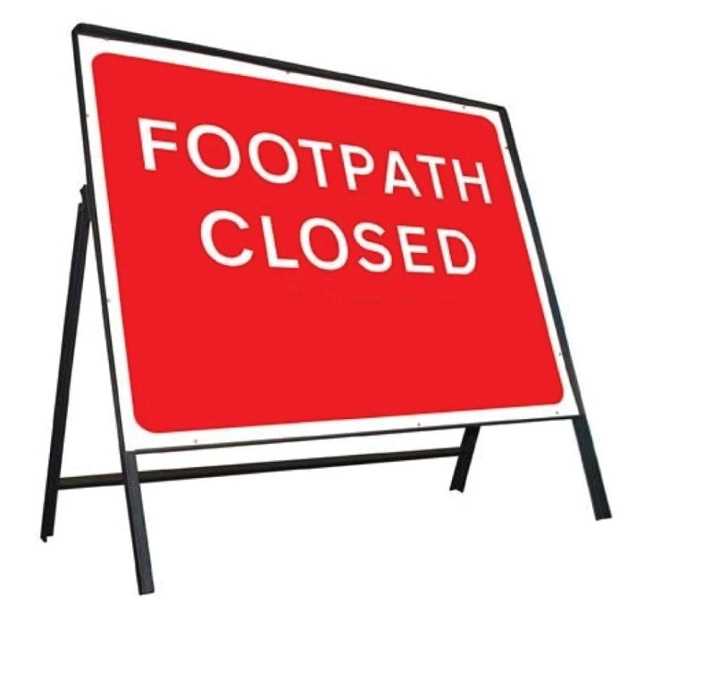 Footpath Closed Stanchion Sign Complete