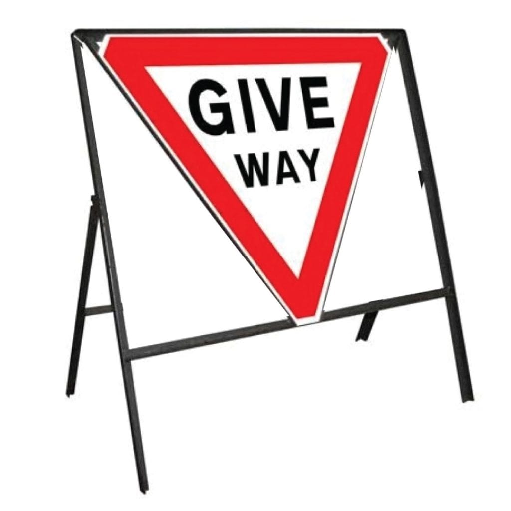 Give Way Stanchion Sign Complete