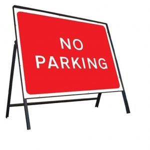 No Parking Stanchion Sign Complete