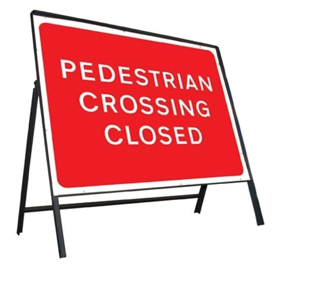 Pedestrian Crossing Closed Stanchion Sign