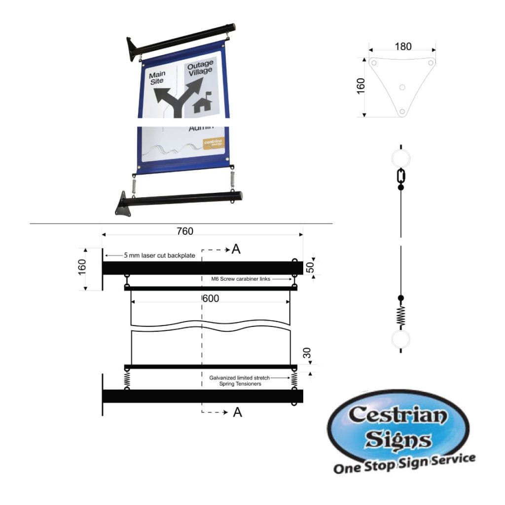 Projecting Wall Mounted Banner System 600 mm - Image 3