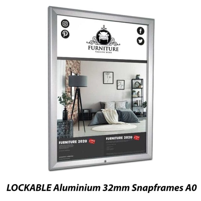 LOCKABLE Aluminium 32mm Snapframes A0