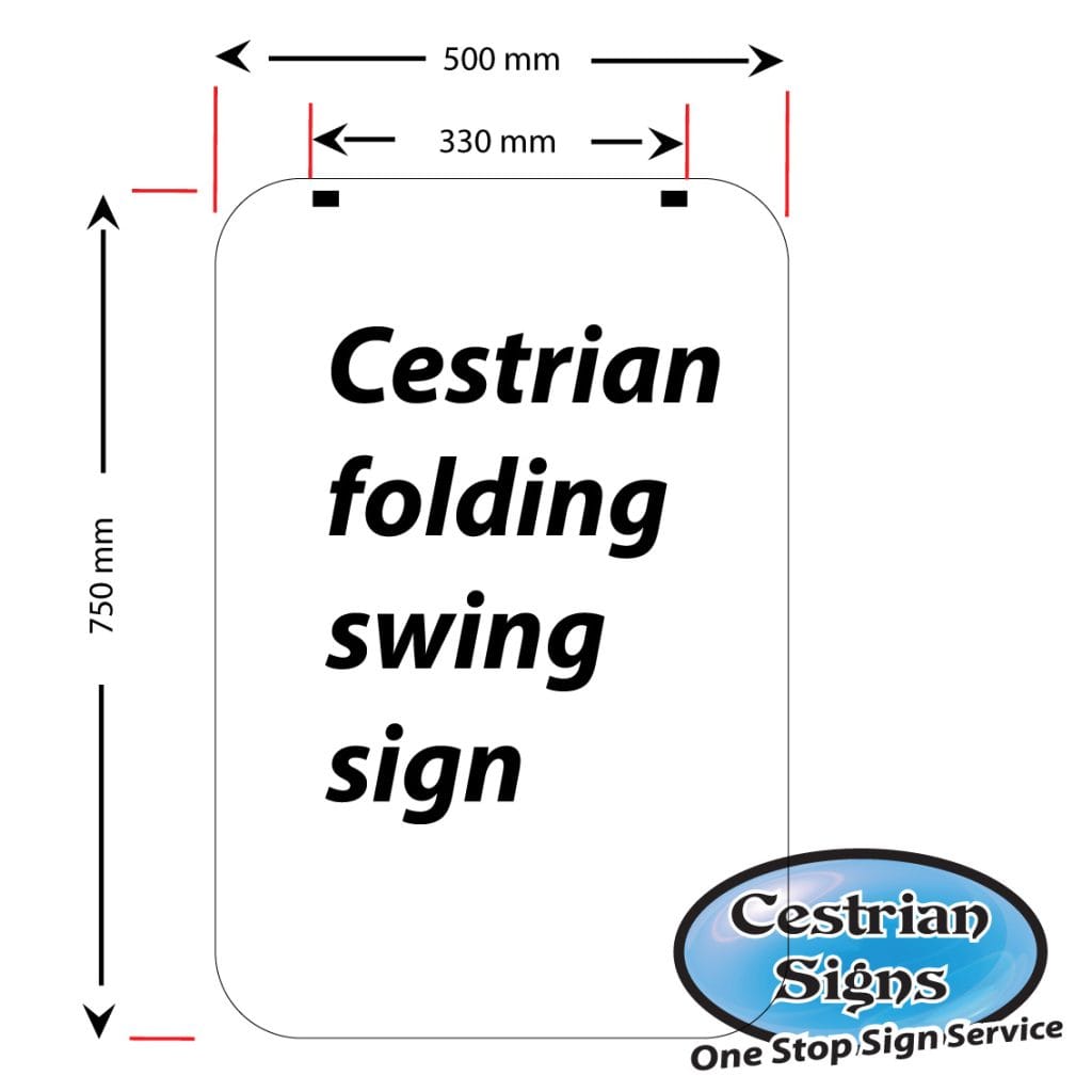 cestrian folding swing sign size