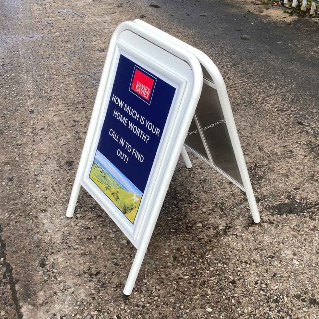 Metal A Board Pavement Sign White A2