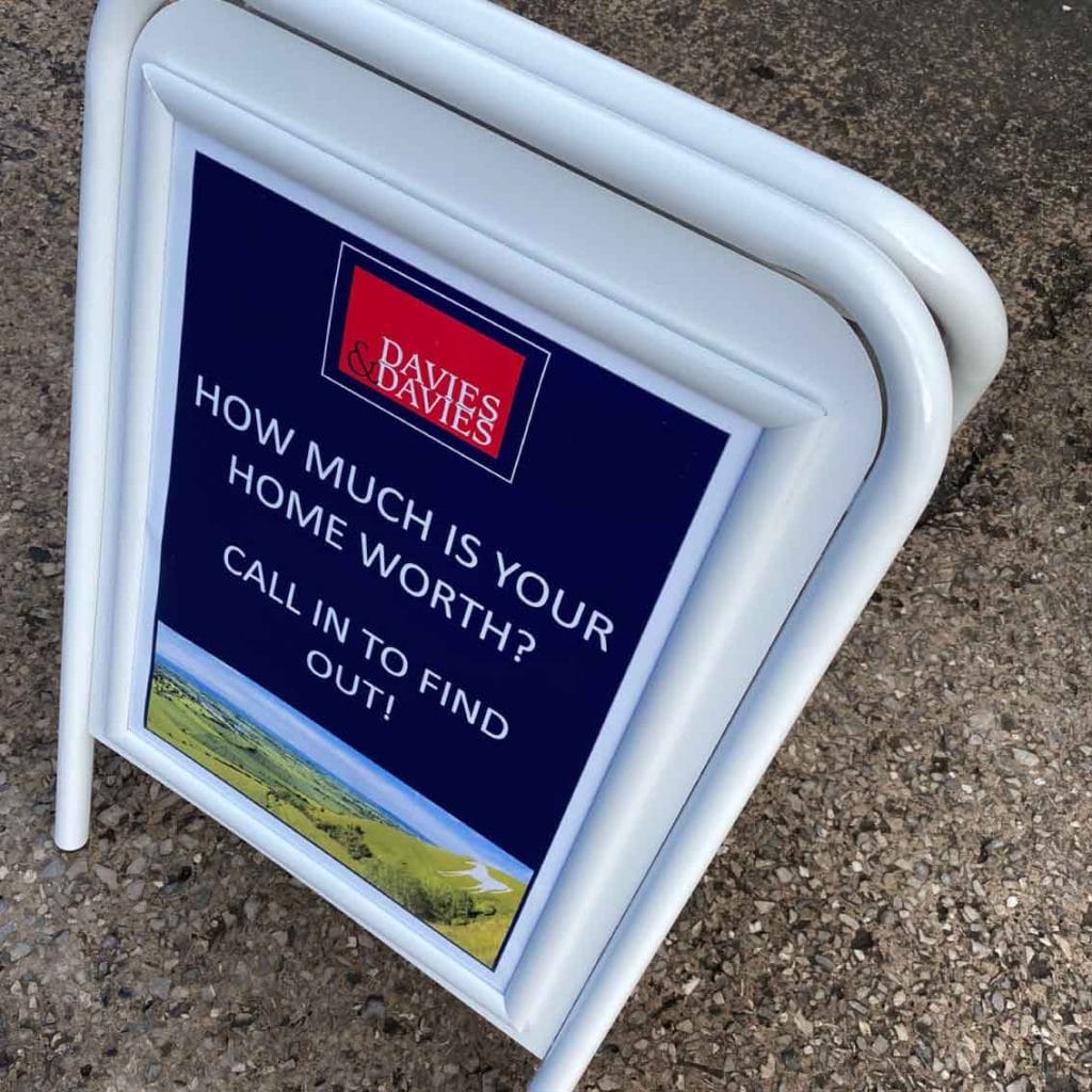 White a2 poster pavement sign