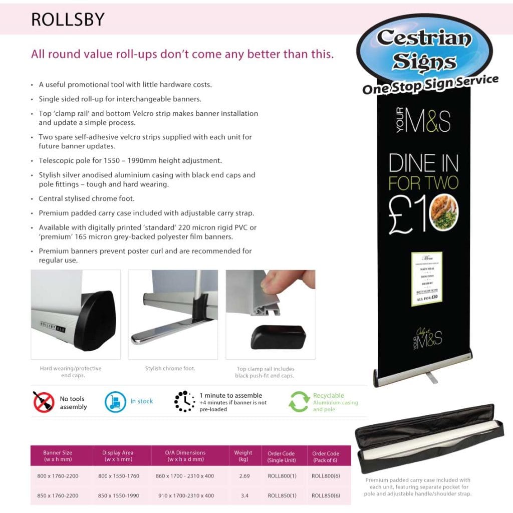 Rollsby pull up display spec