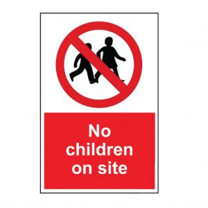no children on site safety sign