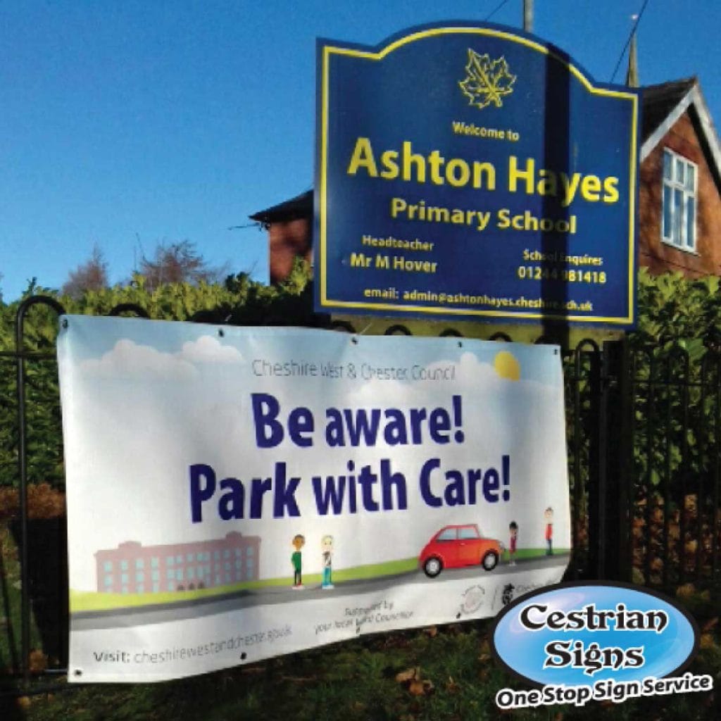 Be Aware Park With Care School Parking Banner
