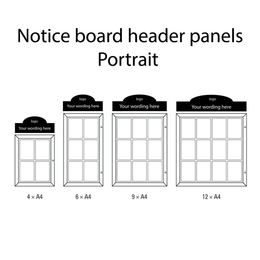 External notice board sizes with headers portrait