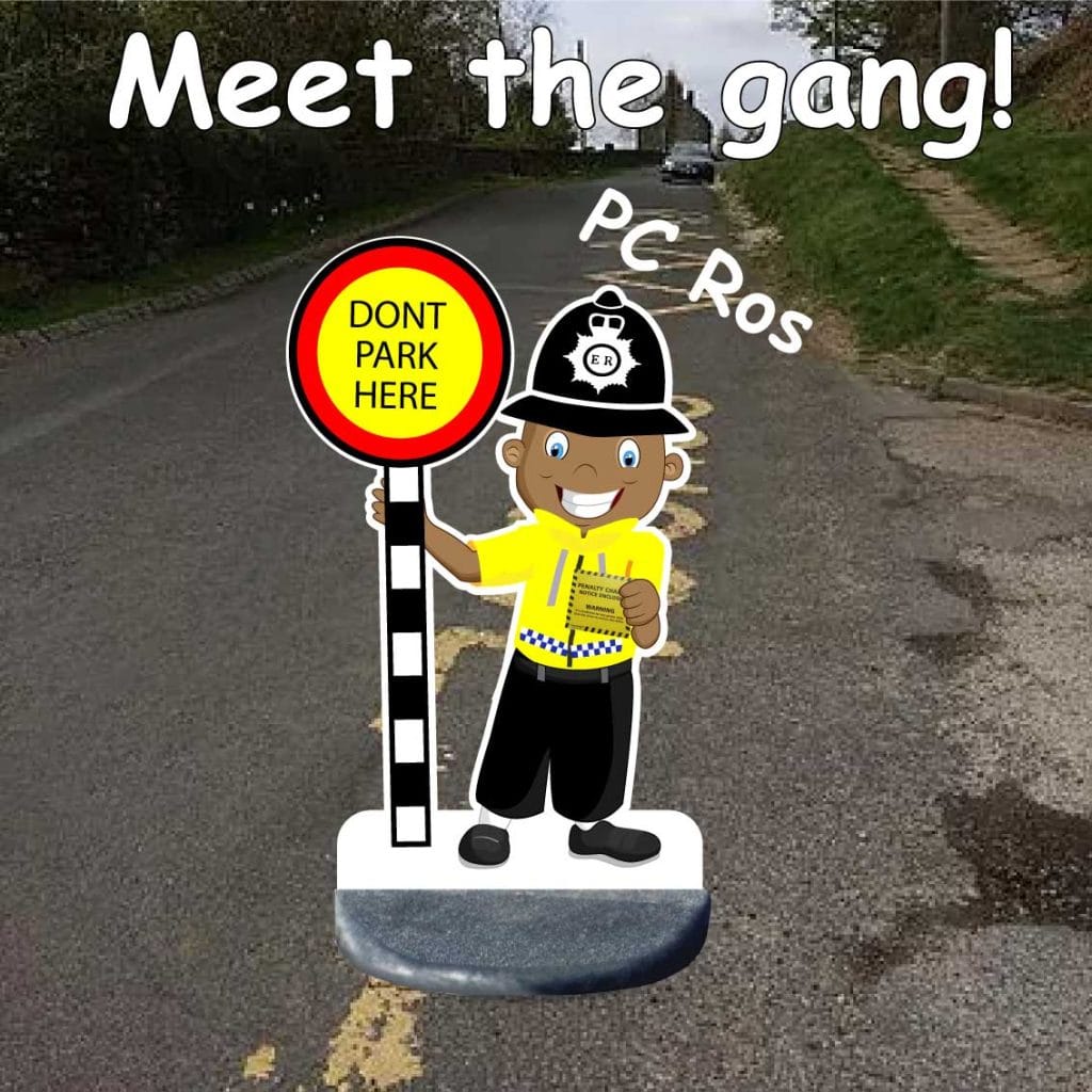 Police Man No Parking School Sign