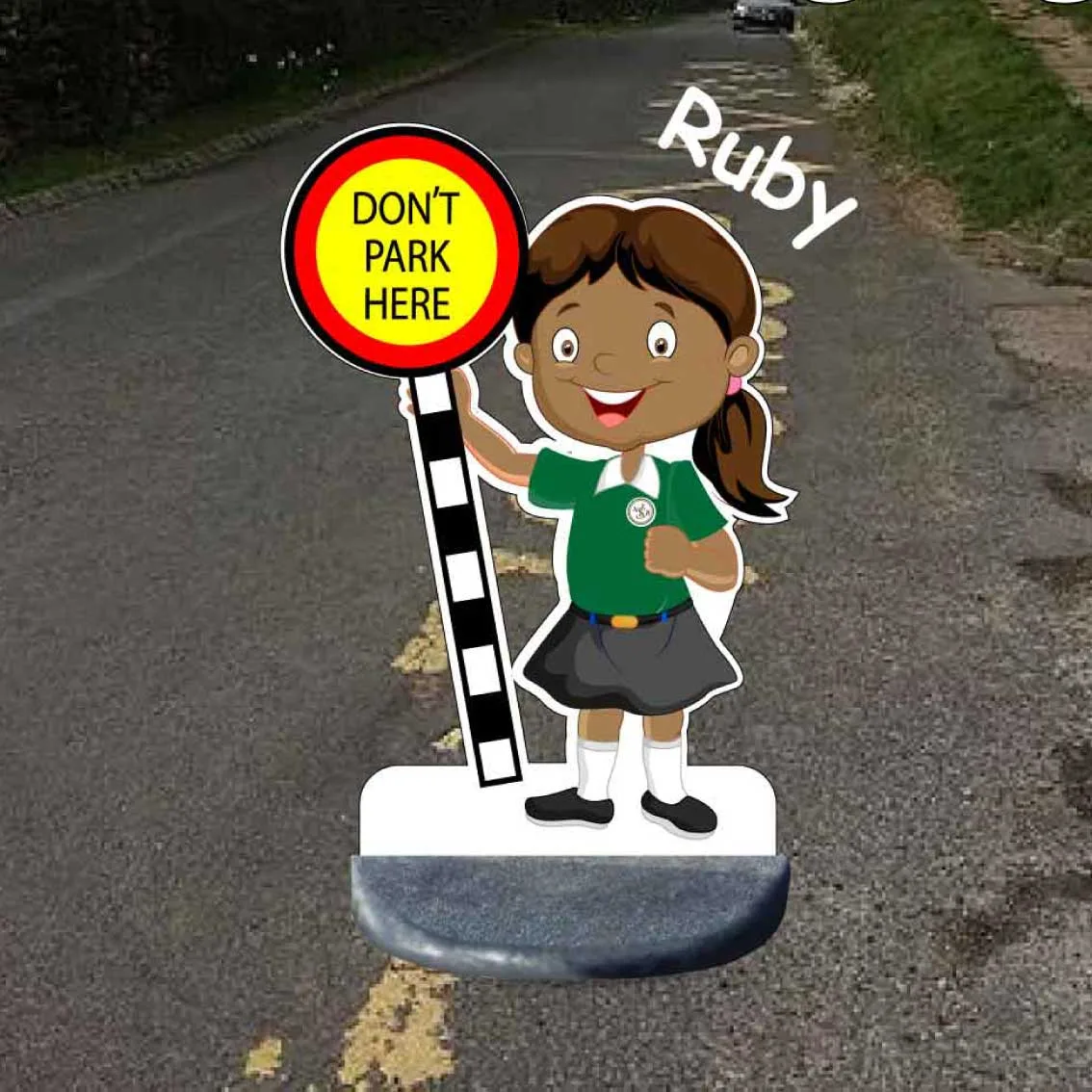 School No Parking Pavement Sign Ruby