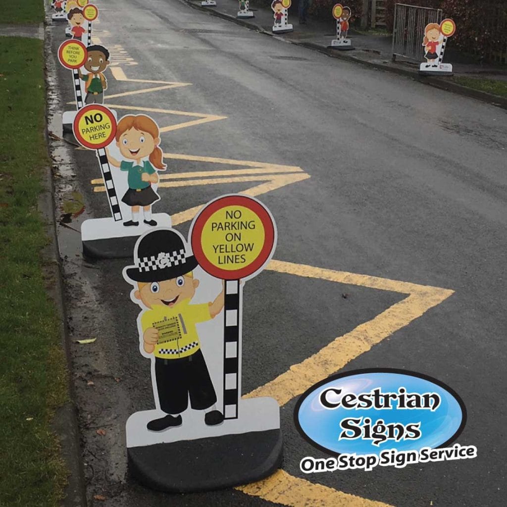 school kiddie parking pavement signs