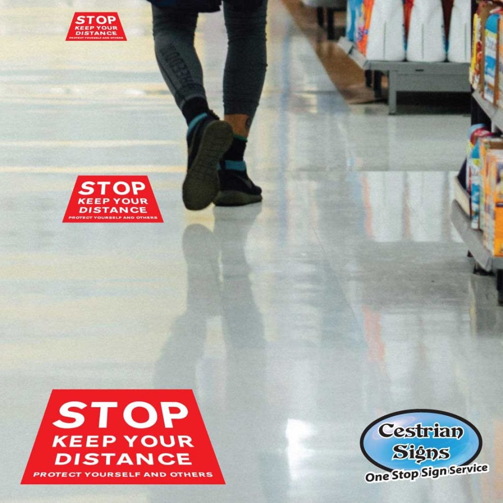 Stop keep your distance floor sticker supermarket