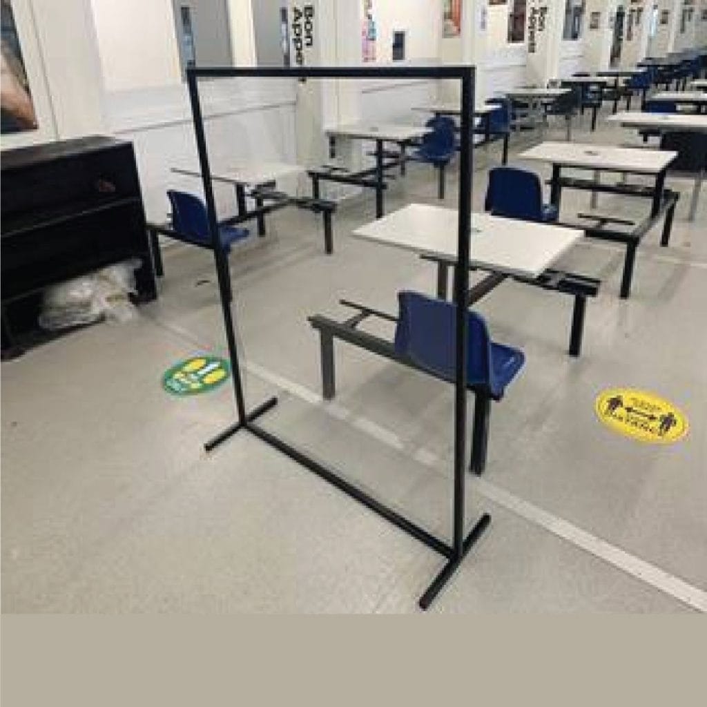 free standing sneeze screen black frame