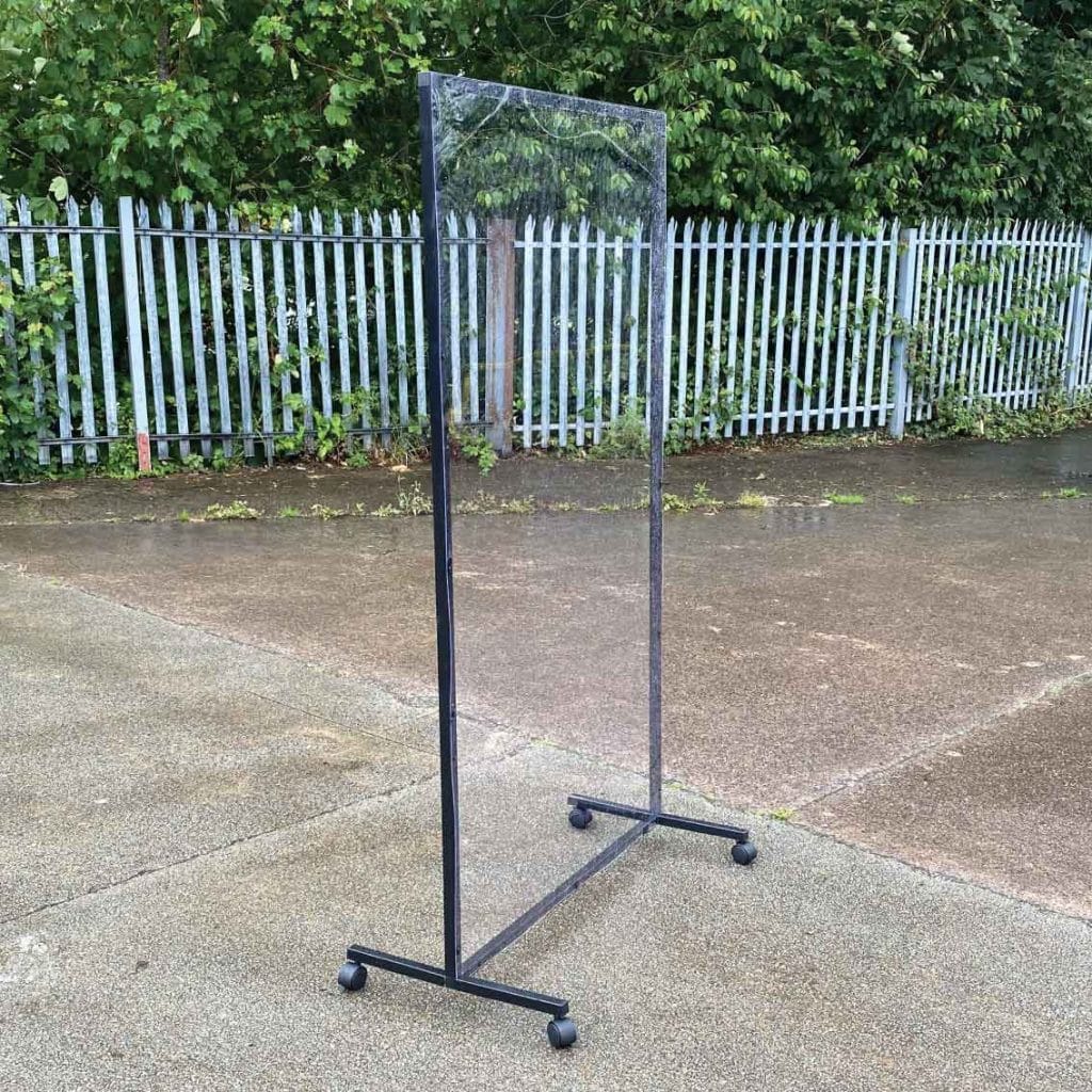 Sneeze guard screen on wheels