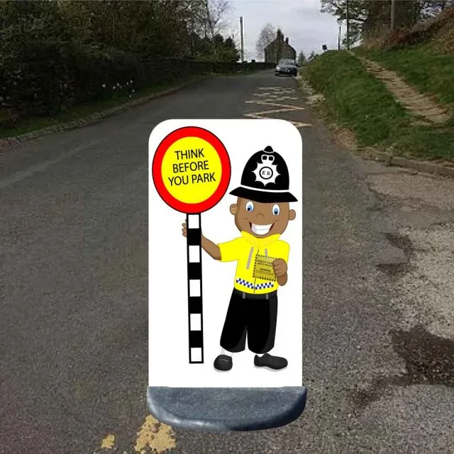 No parking school sign police man