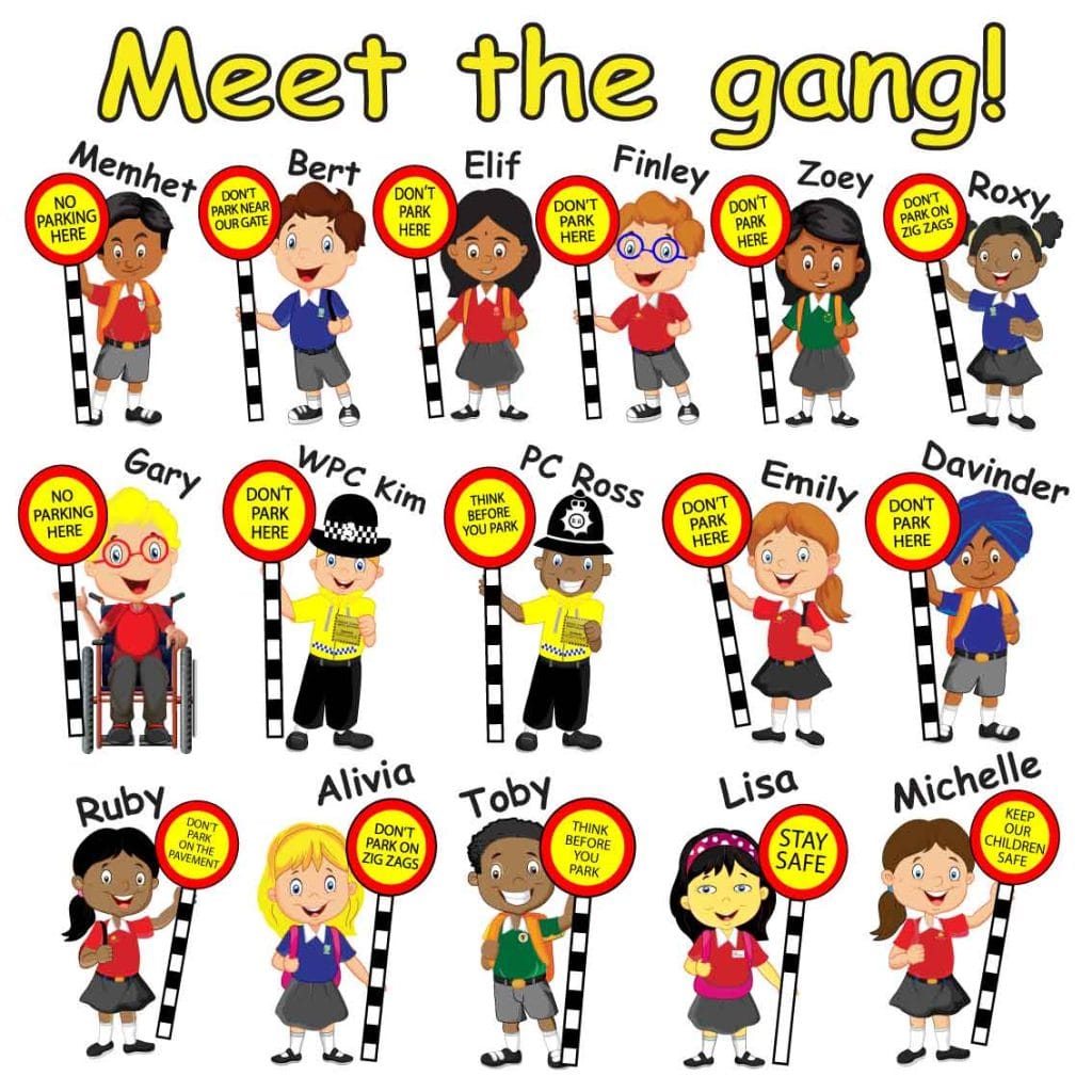 No parking school banner characters