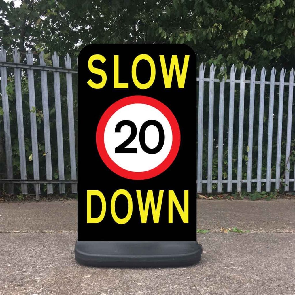 slow down 20 mph school sign