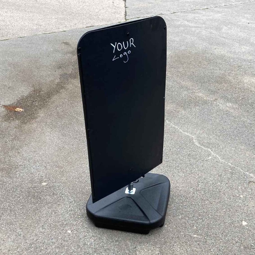 Spinning rotating chalk board sign