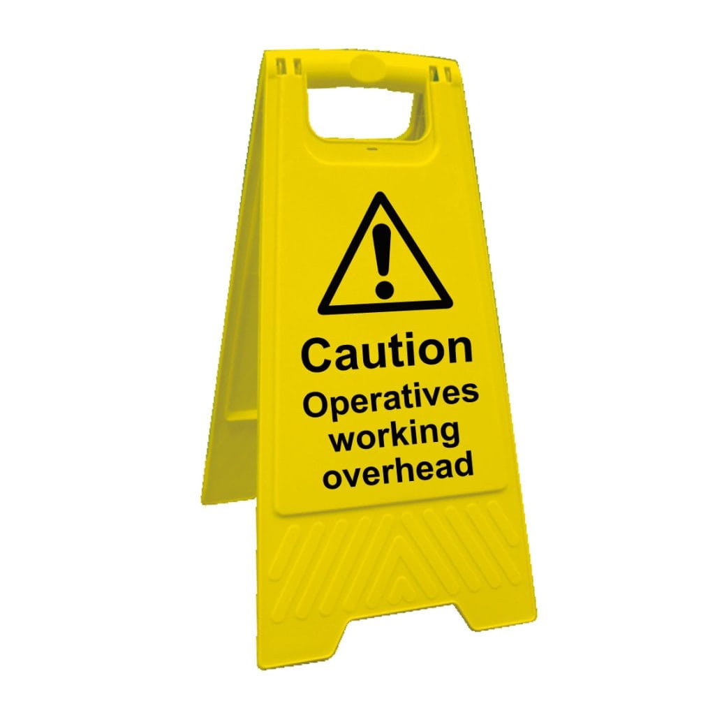 Caution operatives Working Overhead A Board Sign