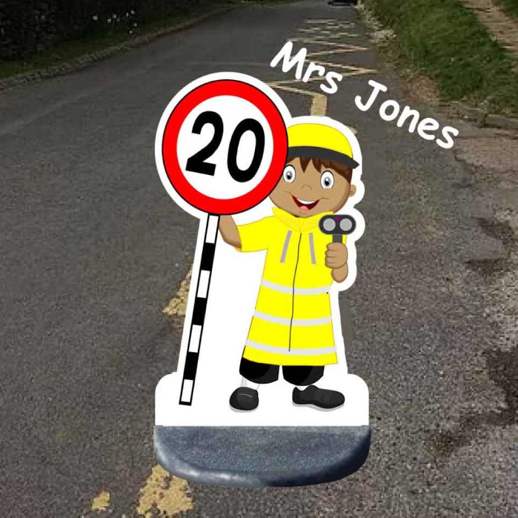 Lollipop lady 20 mph speed sign cut out
