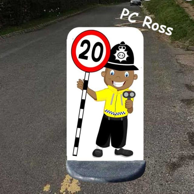 Police man 20 mph speed sign
