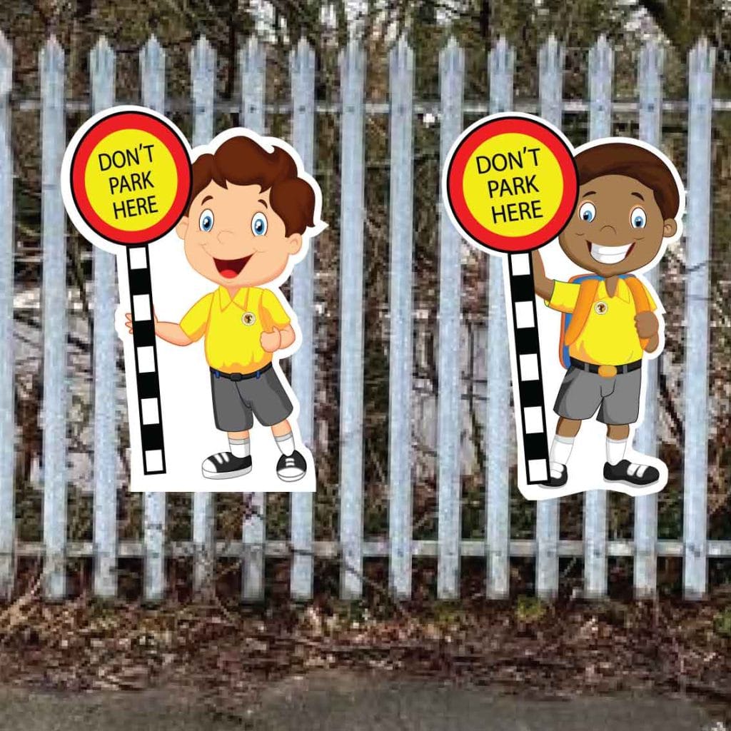 School No Parking fence signs
