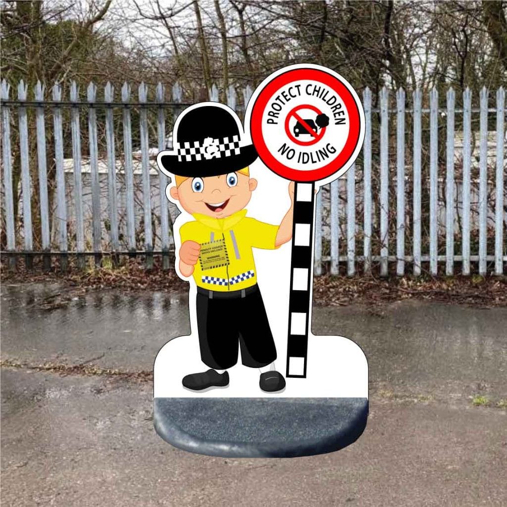 No idling sign for schools Police lady
