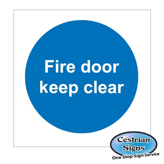 fire door keep clear sign